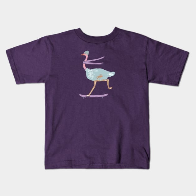 Ostrich Skater Kids T-Shirt by Das Brooklyn